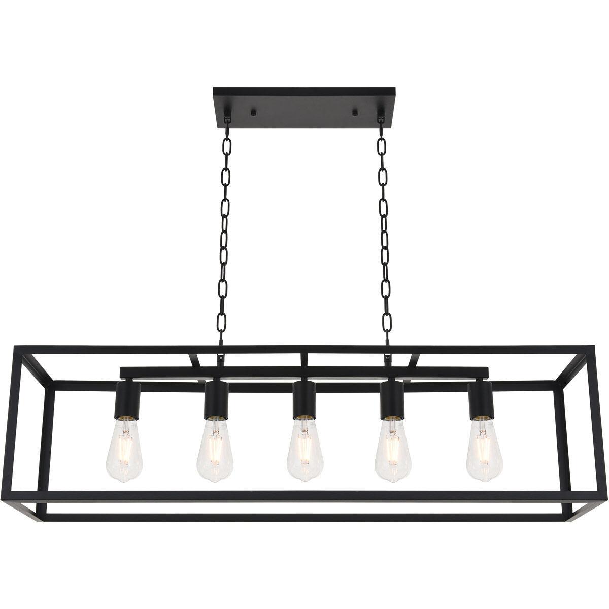 Resolute 5 Light 38 inch Black Pendant Ceiling Light