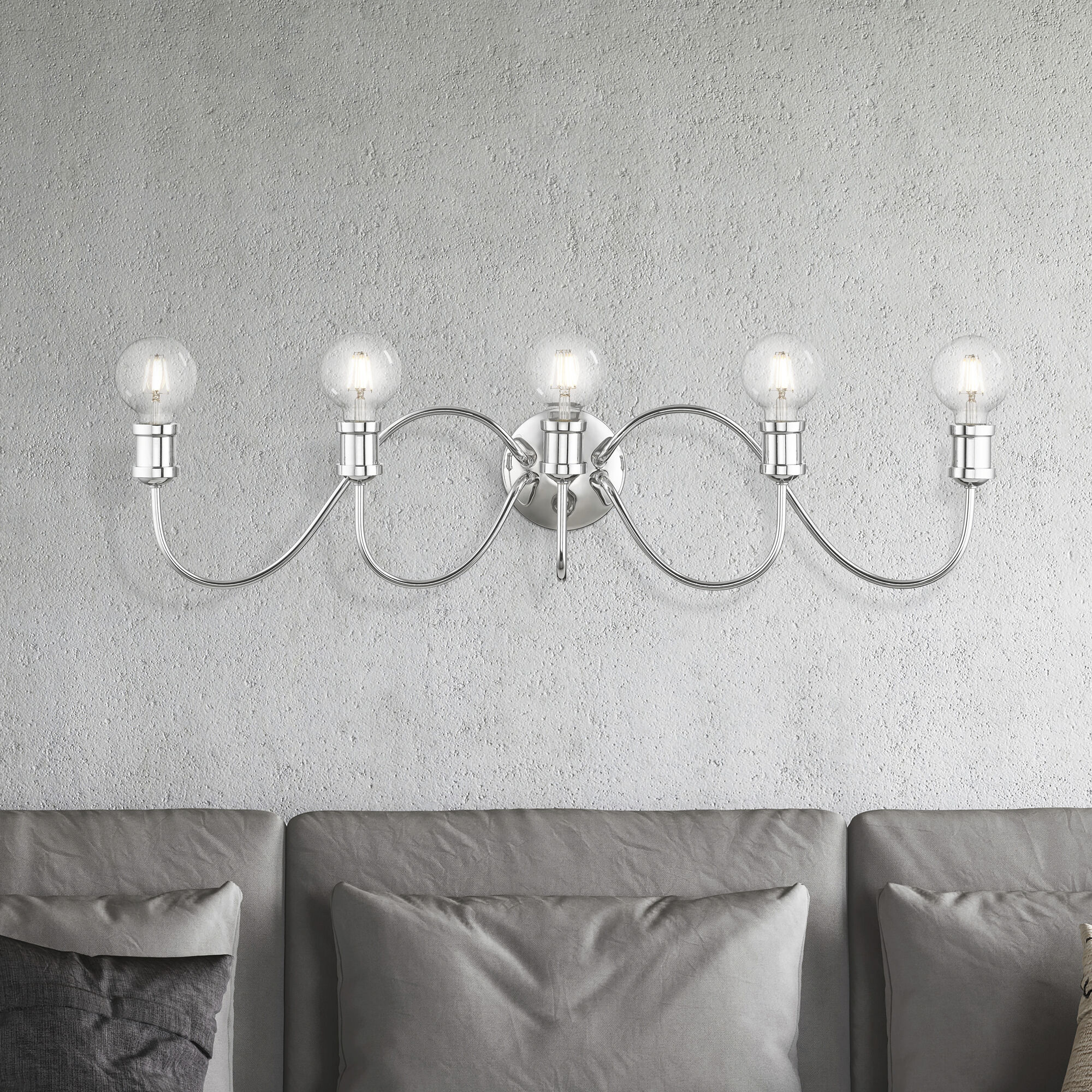 Lansdale 5 Light 34 inch Polished Chrome Vanity Sconce Wall Light, Large