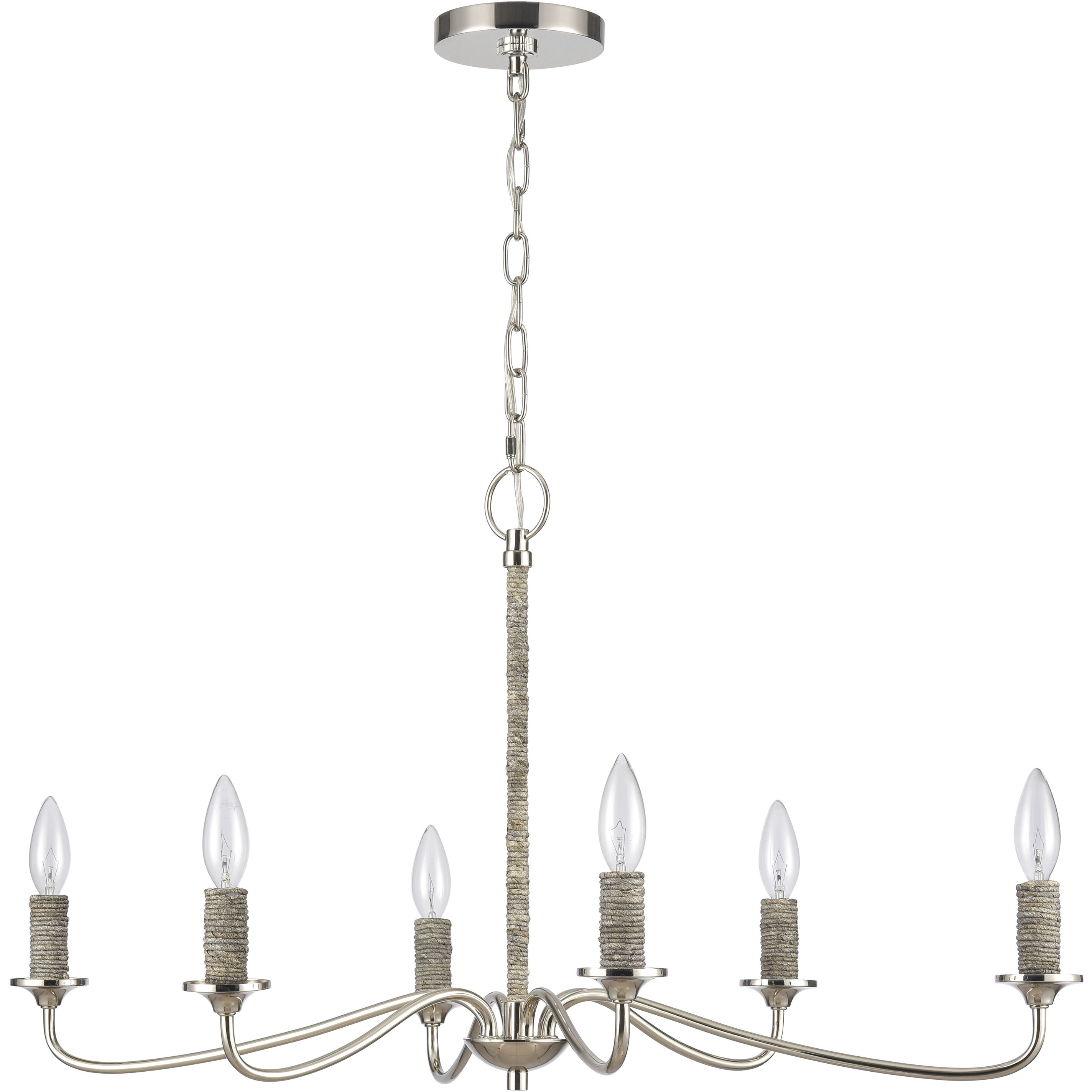 Abaca 6 Light 32 inch Polished Nickel Chandelier Ceiling Light