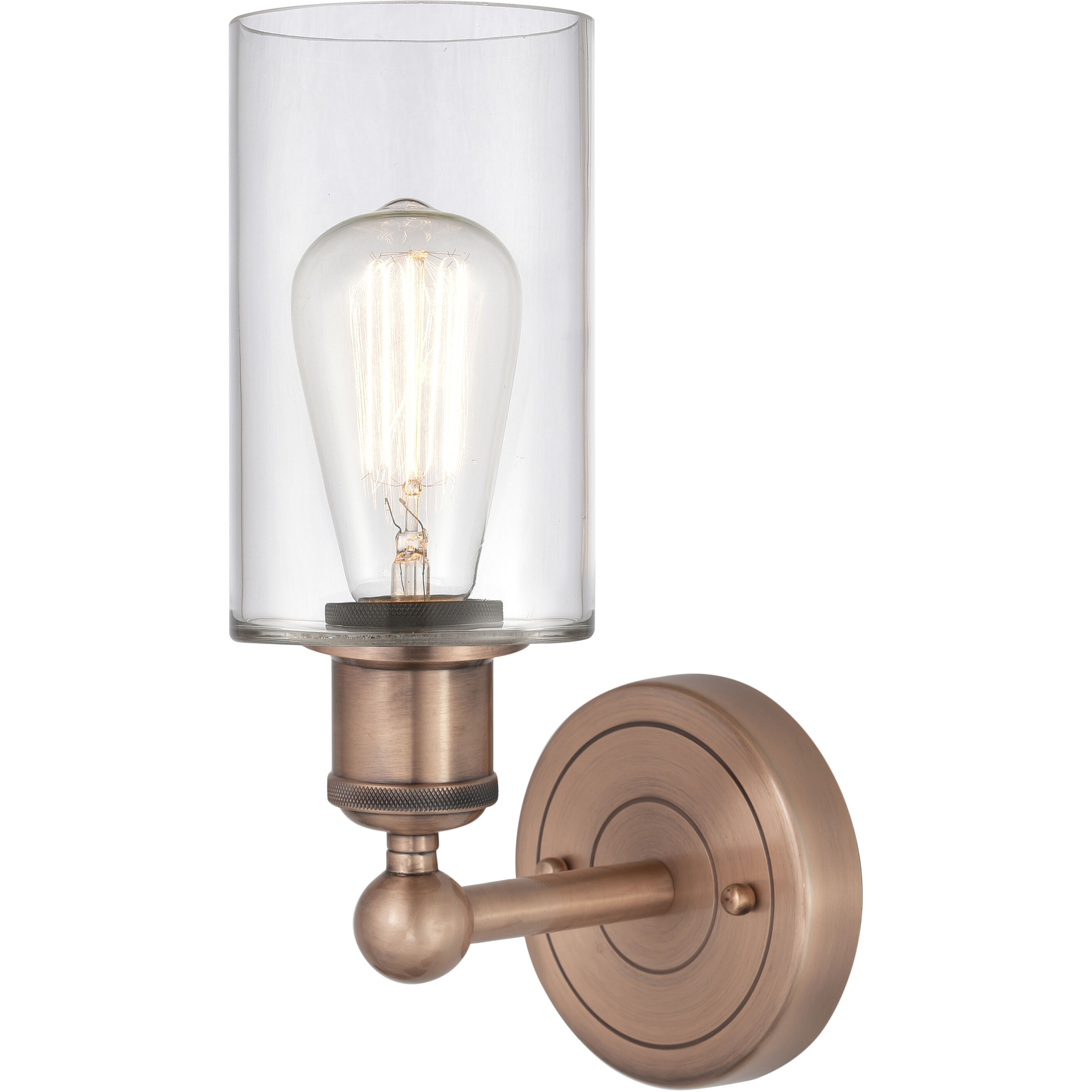 Clymer Sconce Wall Light in Antique Copper, Clear