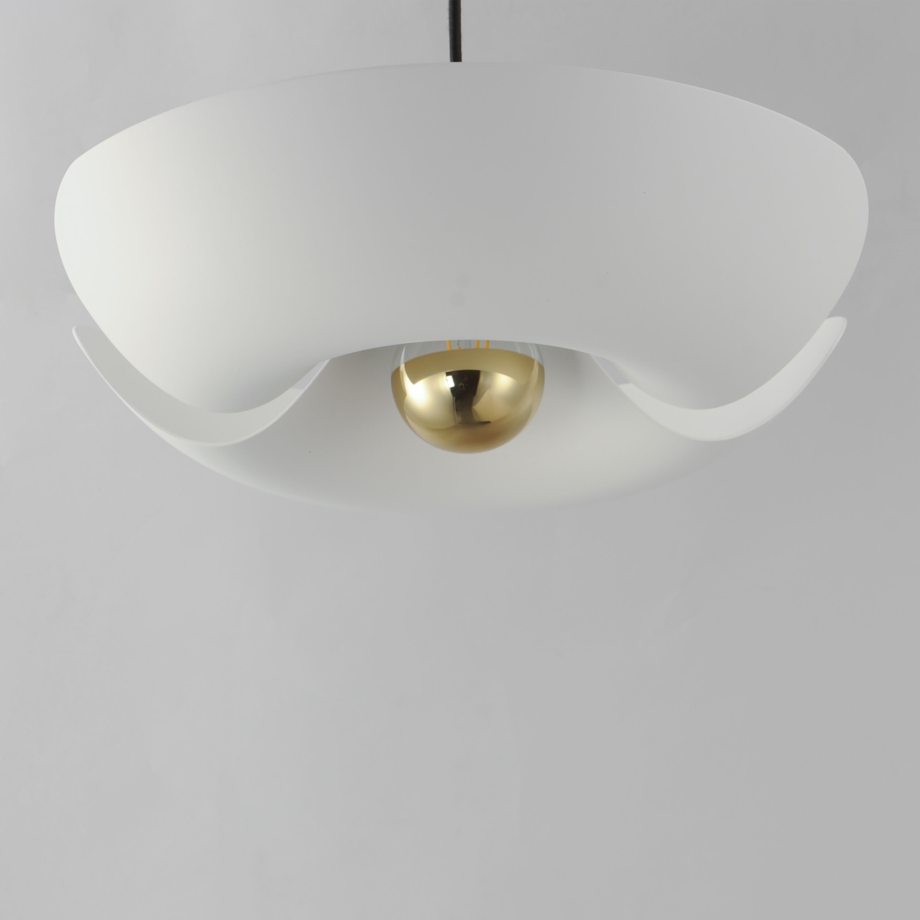 Poppy LED 17.75 inch White with Satin Brass Single Pendant Ceiling Light in White and Satin Brass