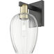 Preston Sconce Wall Light in Black Antique Brass, Clear Glass