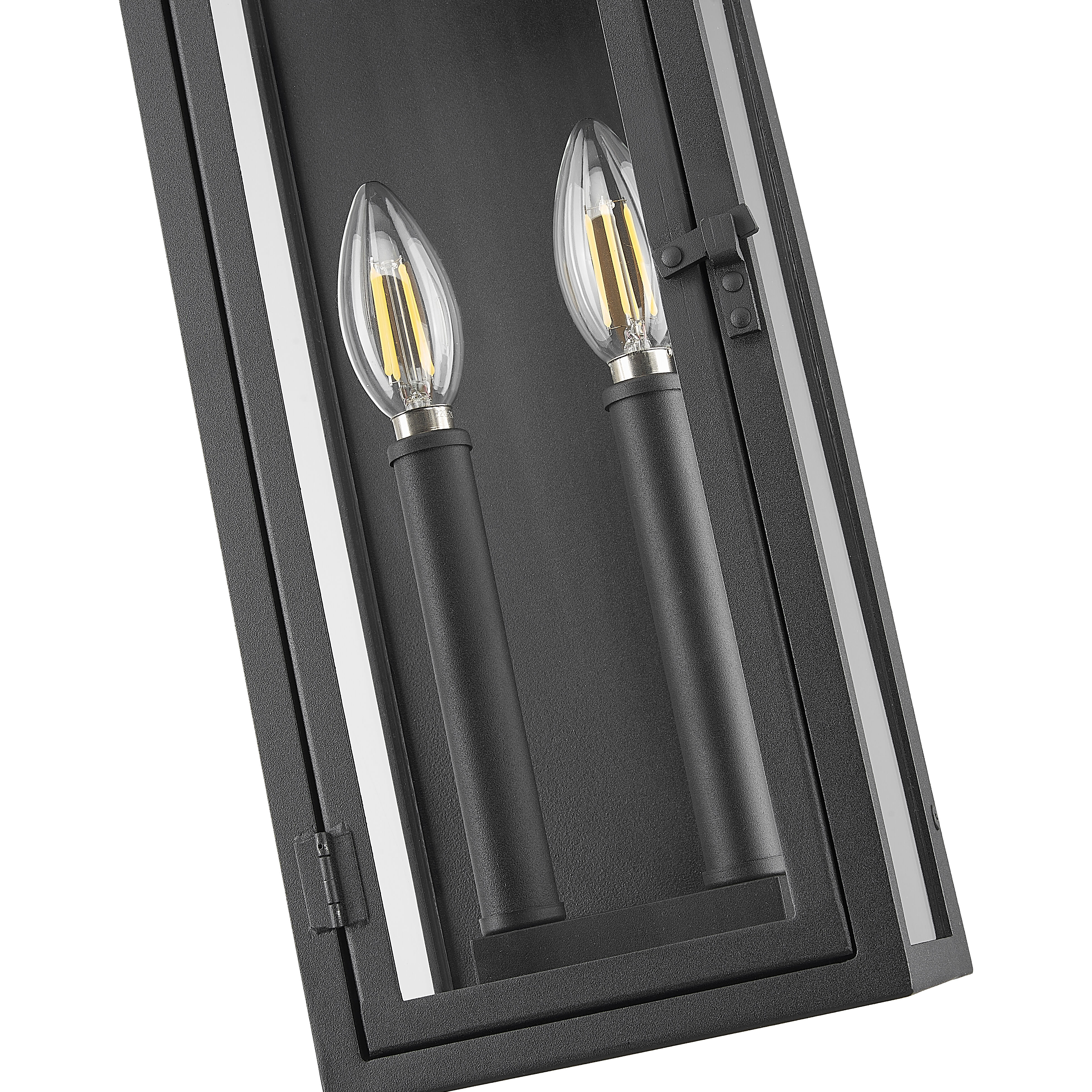 Nova 2 Light 16.5 inch Black Outdoor Wall Light in Clear Glass