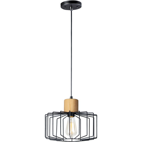 Bjorn 1 Light 12 inch Black/Natural Wood Single Pendant Ceiling Light