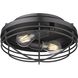 Seaport 2 Light 12 inch Matte Black Flush Mount Ceiling Light, Damp