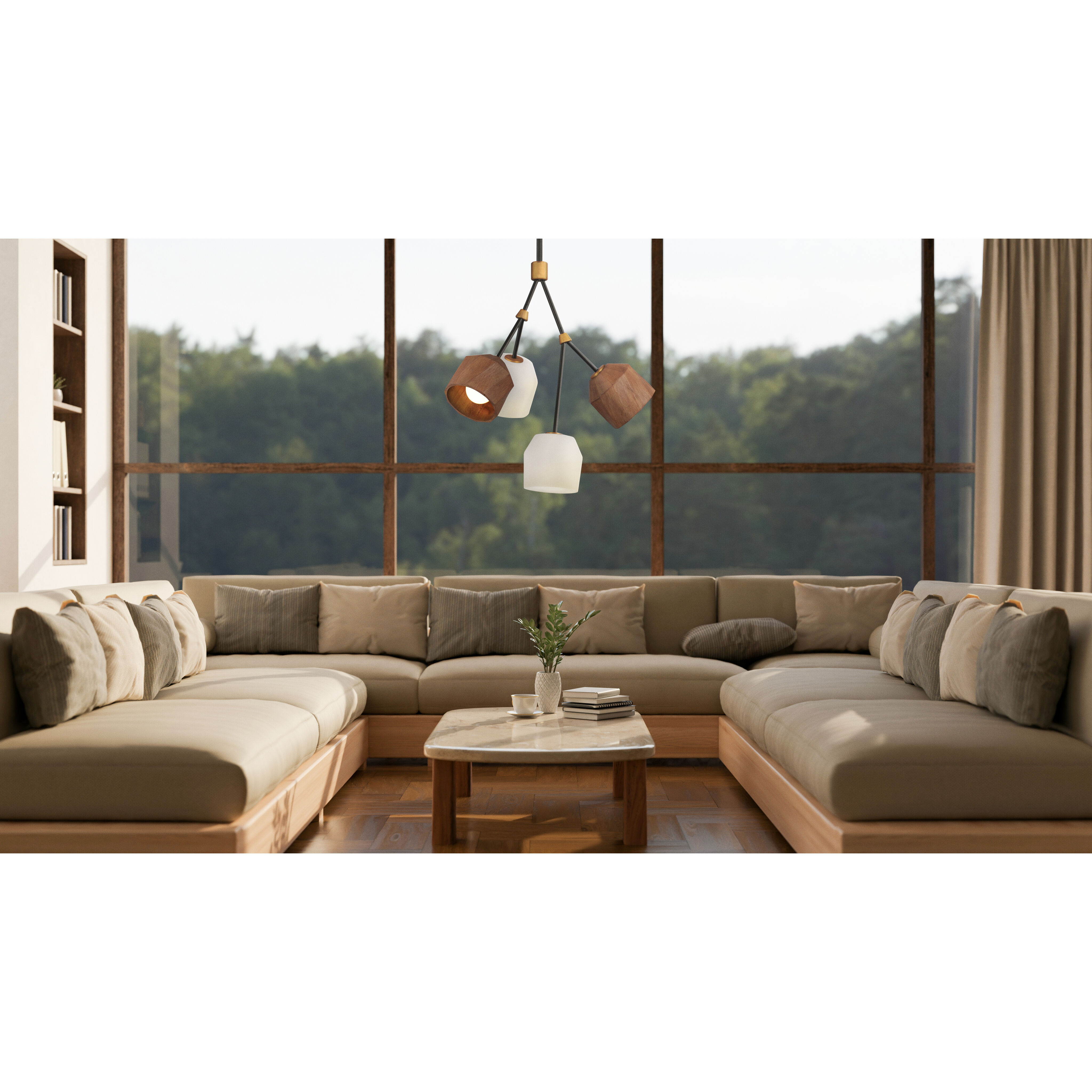 Akimbo LED 21.75 inch Dark Bronze and Antique Brass Multi-Light Pendant Ceiling Light