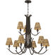 Kokomo 9 Light 36 inch Aged Bronze Brushed Chandelier Ceiling Light