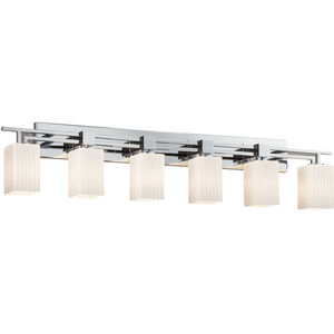 Fusion 6 Light 56 inch Polished Chrome Bath Bar Wall Light in Square with Flat Rim, Incandescent, Ribbon Fusion