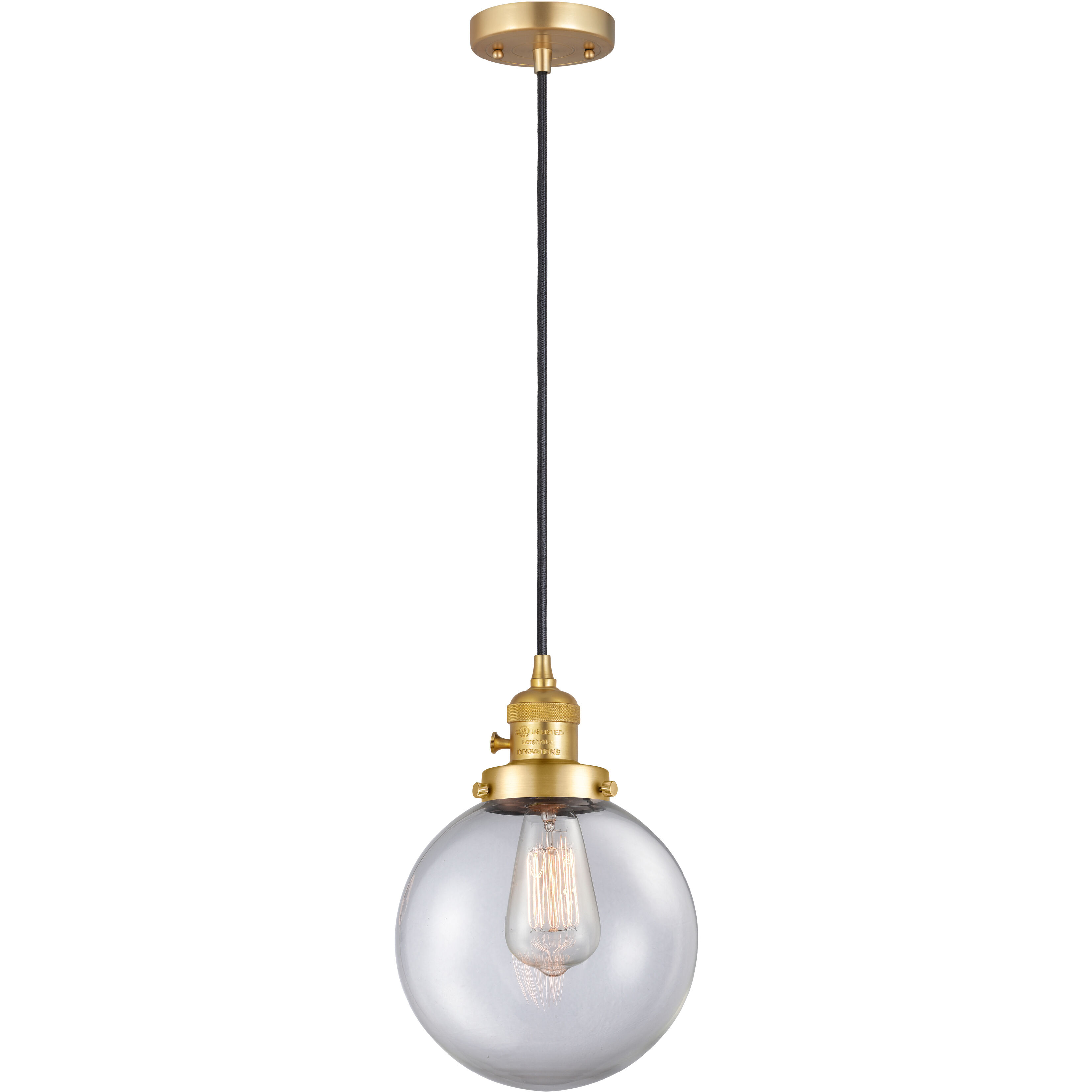 Franklin Restoration Beacon 1 Light 8 inch Satin Gold Mini Pendant Ceiling Light in Incandescent, Clear