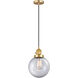 Franklin Restoration Beacon 1 Light 8 inch Satin Gold Mini Pendant Ceiling Light in Incandescent, Clear