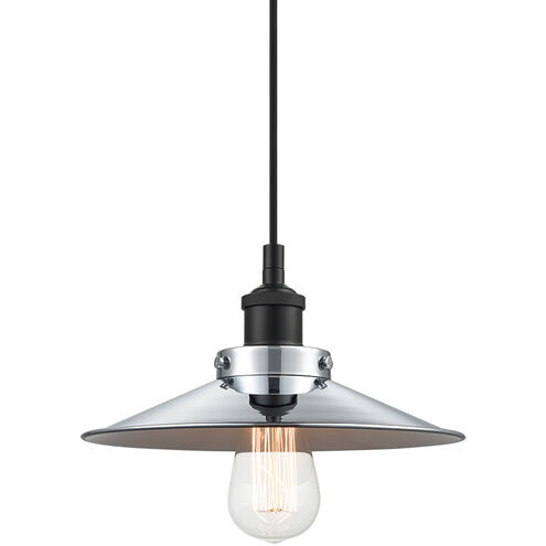 Bulstrode's Workshop 1 Light 11 inch Black Pendant Ceiling Light in Black and Chrome