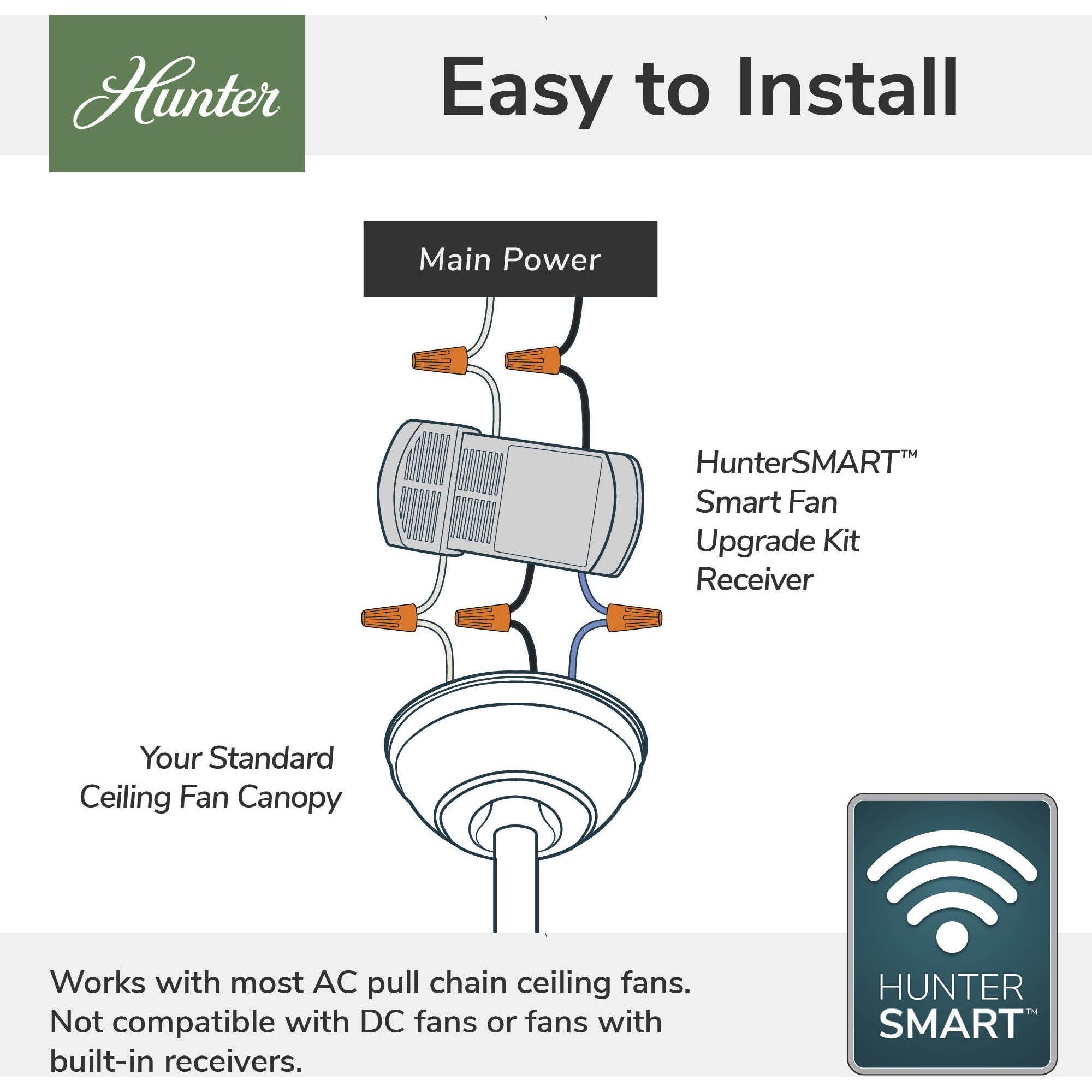 HunterSMART Fresh White Smart Fan Upgrade Kit with Remote Control