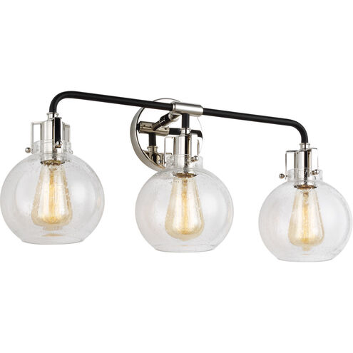 Sean Lavin Clara 3 Light 24 inch Polished Nickel/Textured Black Vanity Light Wall Light in Polished Nickel / Textured Black