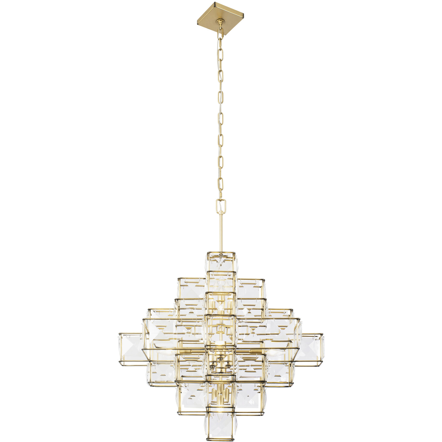 Cubic 6 Light 25.8 inch Calypso Gold Chandelier Ceiling Light