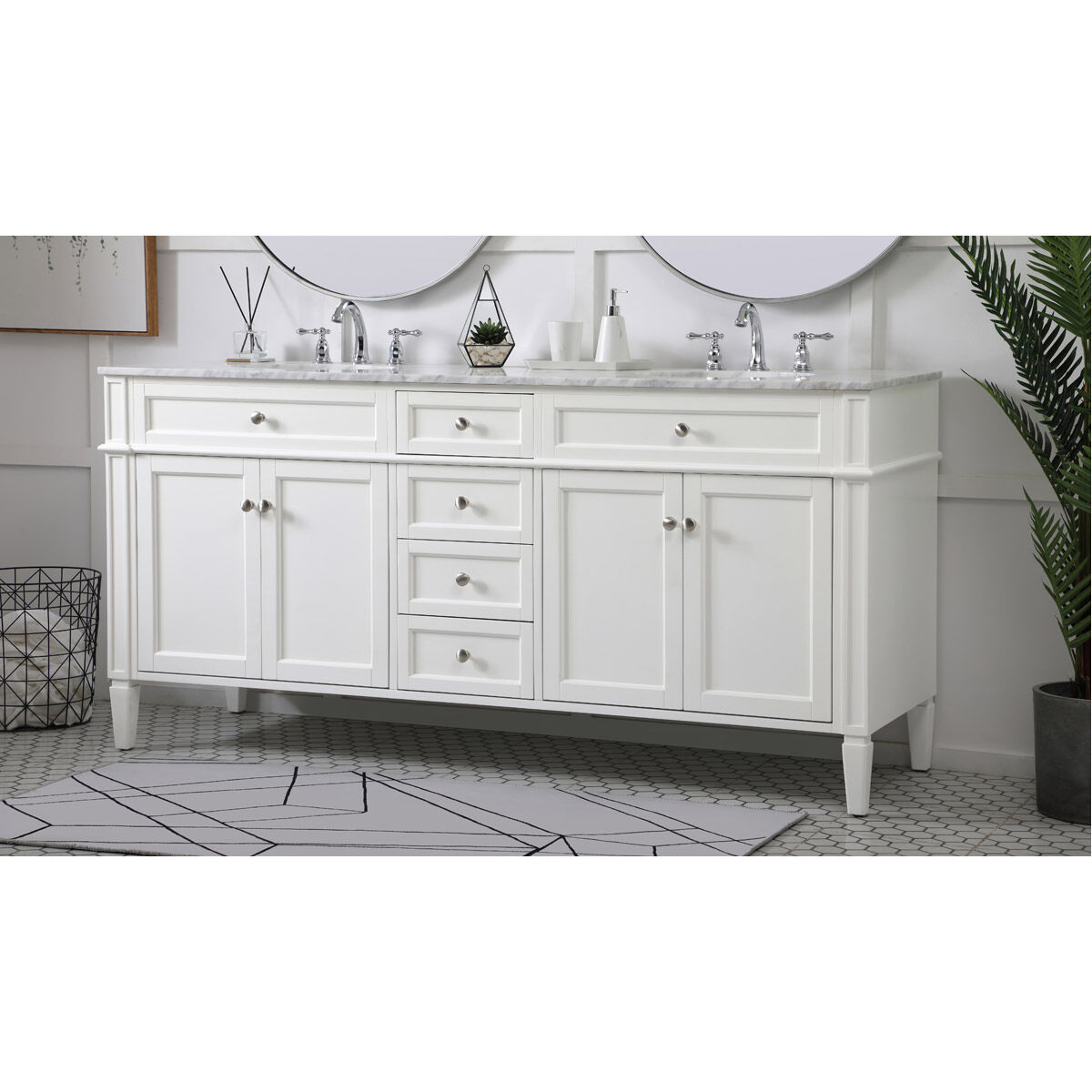Park Avenue 72 X 22 X 35 inch White Vanity Sink Set