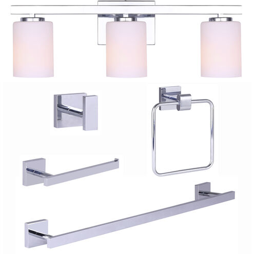 Jae 3 Light Chrome Bath Accessories And Vanity Combo Wall Light