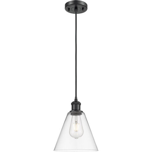 Ballston Cone LED 8 inch Matte Black Mini Pendant Ceiling Light in Clear Glass
