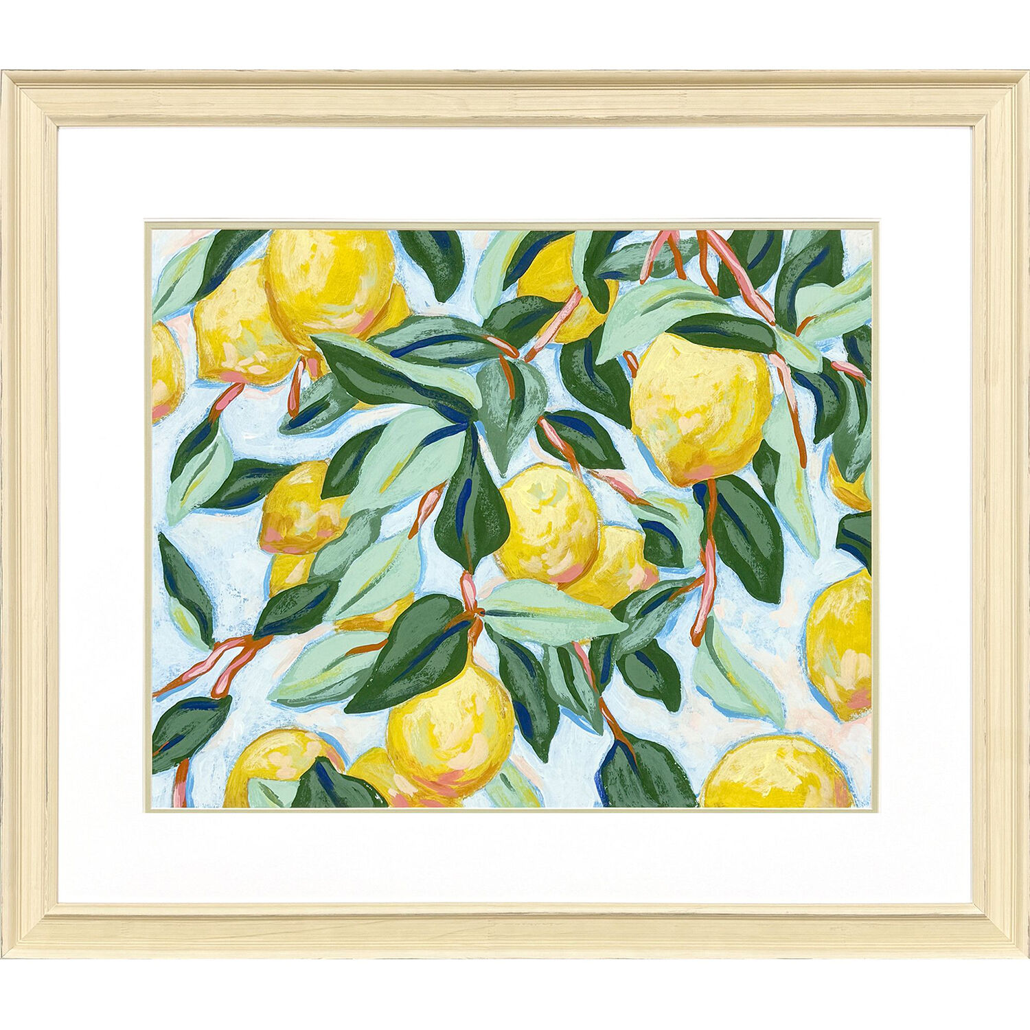 Sunshine Citrus Yellow and Blue and Green Framed Art