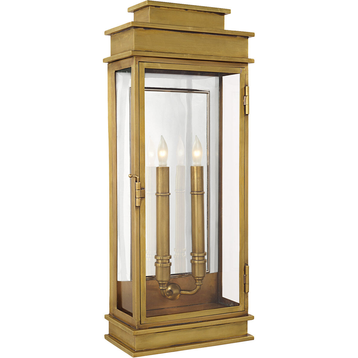 Chapman & Myers Linear Lantern 2 Light 22.5 inch Antique-Burnished Brass Outdoor Wall Lantern