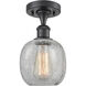 Edison Belfast 1 Light 6 inch Matte Black Semi-Flush Mount Ceiling Light in Clear Crackle Glass