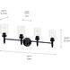 Madden 4 Light 34 inch Black Wall Mount Bath Wall Light, 4 Arm