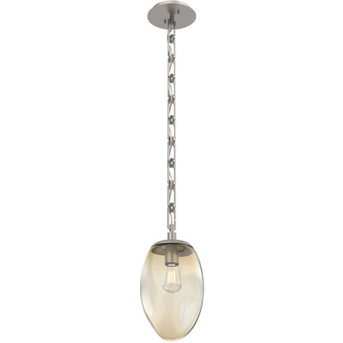Meteo 1 Light 8 inch Beige Silver Pendant Ceiling Light in Amber, Rectangular Chain