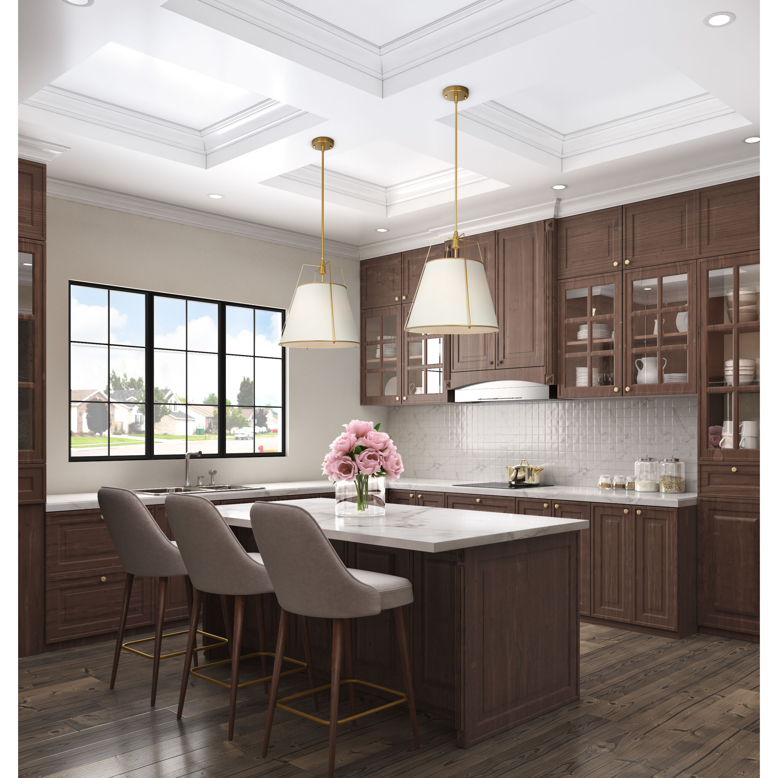 Pullman LED 17 inch Brass Pendant Ceiling Light