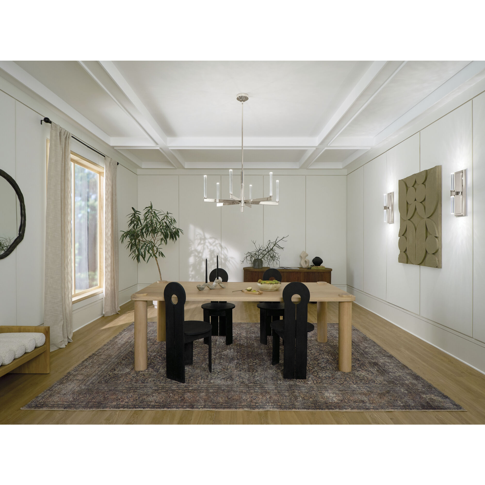 Sycara LED Polished Nickel Chandelier Ceiling Light, 1 Tier Medium