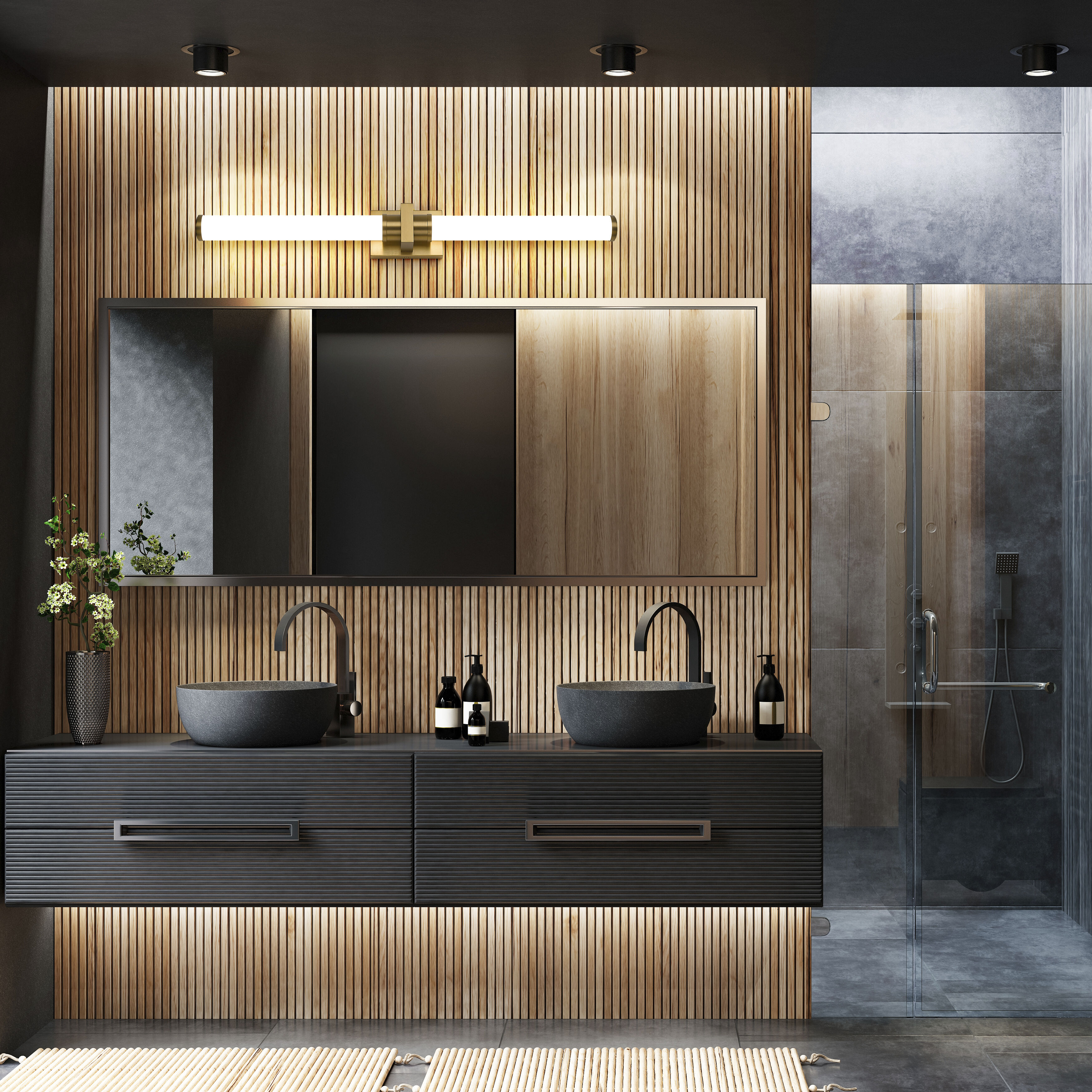 Idris LED 40.5 inch Modern Gold Bath Vanity Wall Light