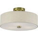 Monroe 3 Light 15 inch Antique Brass Semi Flush Mount Ceiling Light, Large