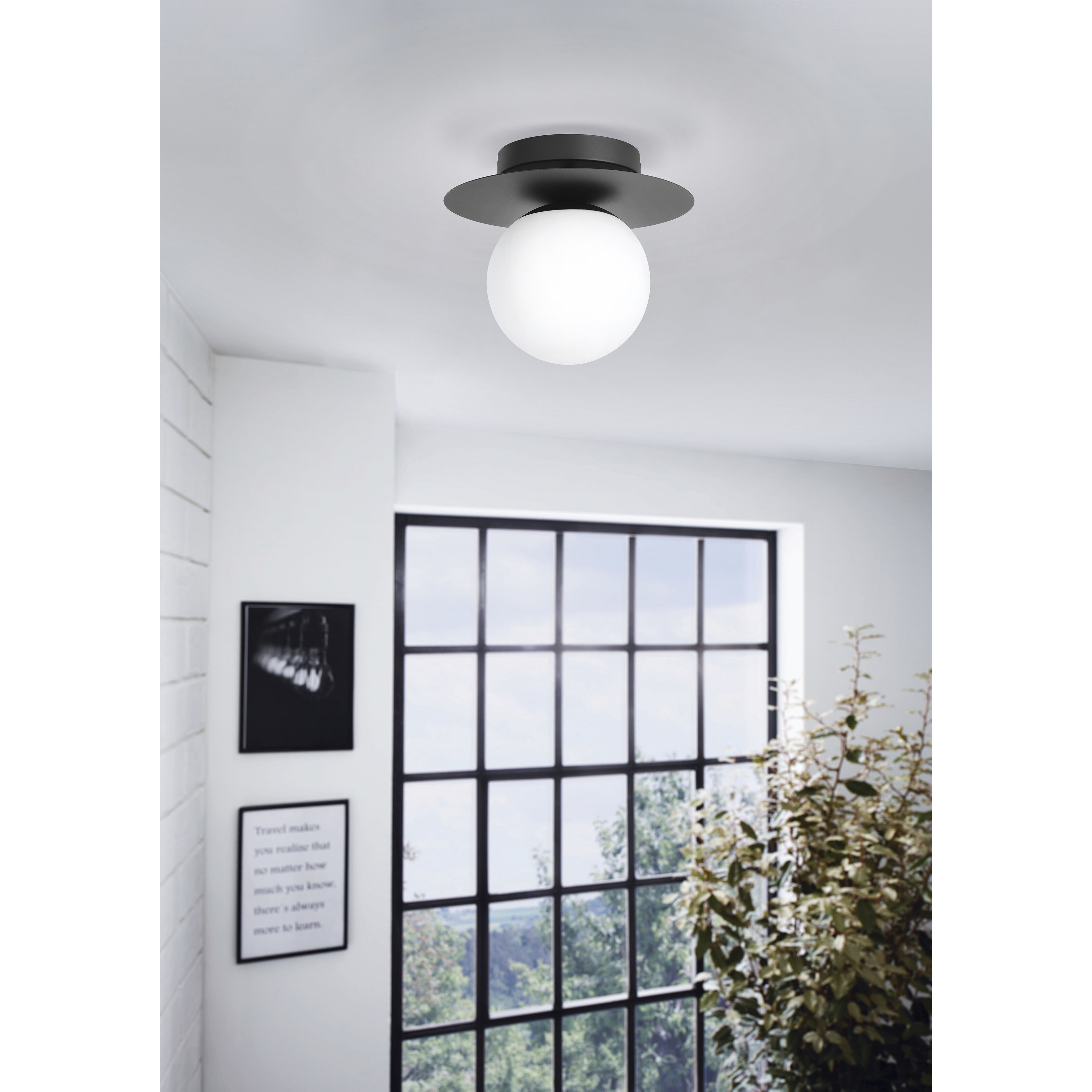 Arenales 1 Light 10.83 inch Structured Black Semi-Flush Mount Ceiling Light