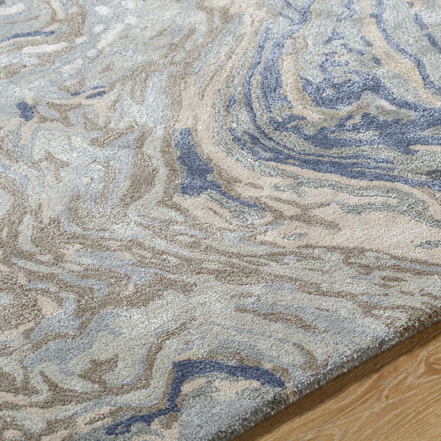 Kavita 96 X 96 inch Prairie Dust / Walnut / Metallic - Silver / Khaki / Ash / Beetle Blue / Lunar Green Handmade Rug in 8 Ft Round