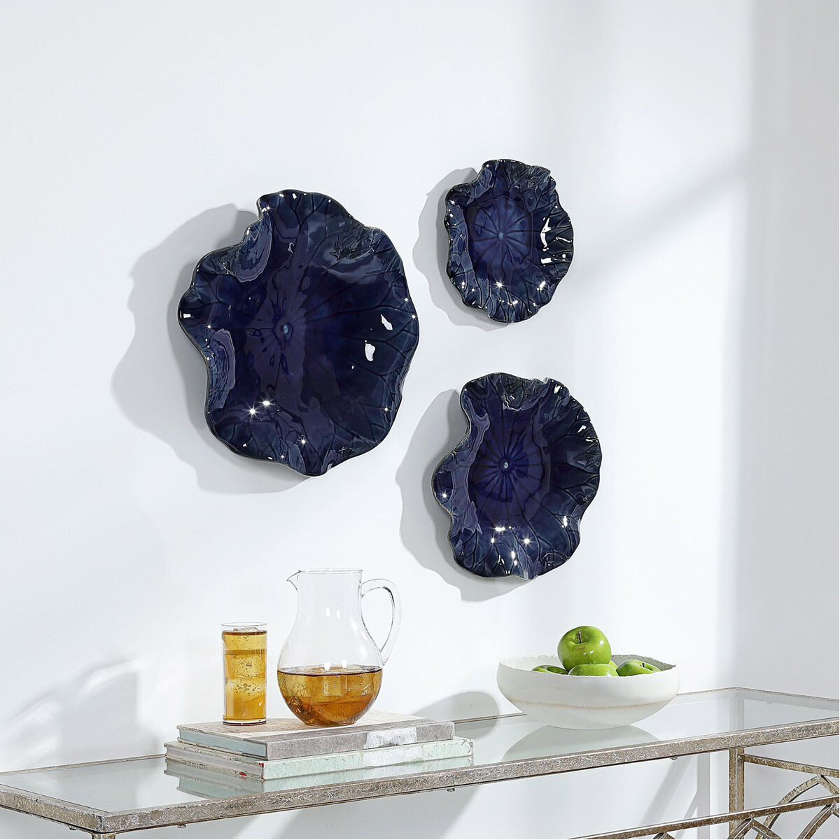 Abella Colbalt Blue Ceramic Wall Decor, Set of 3