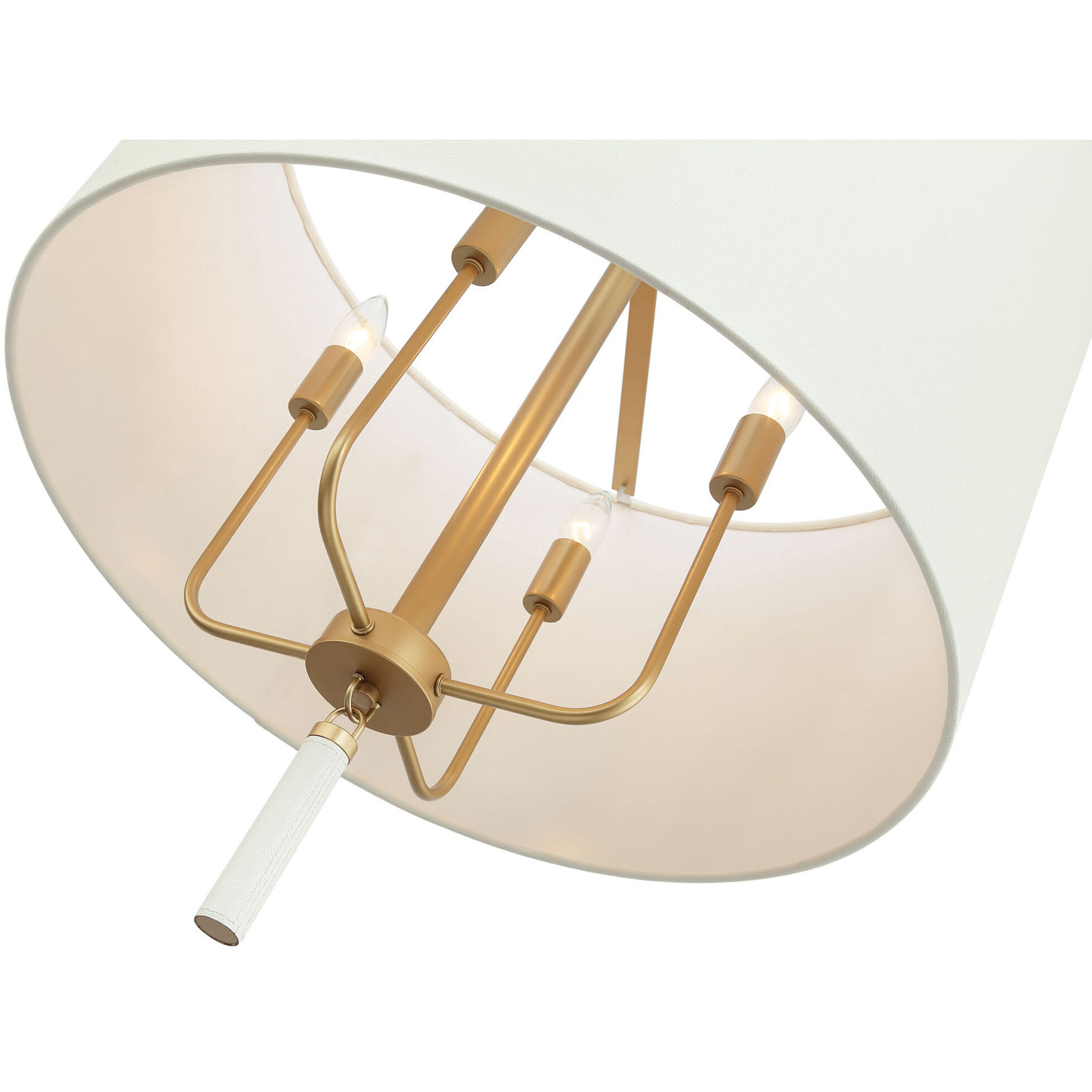 Secret Agent 4 Light 24 inch Painted Gold and White Leather Pendant Ceiling Light