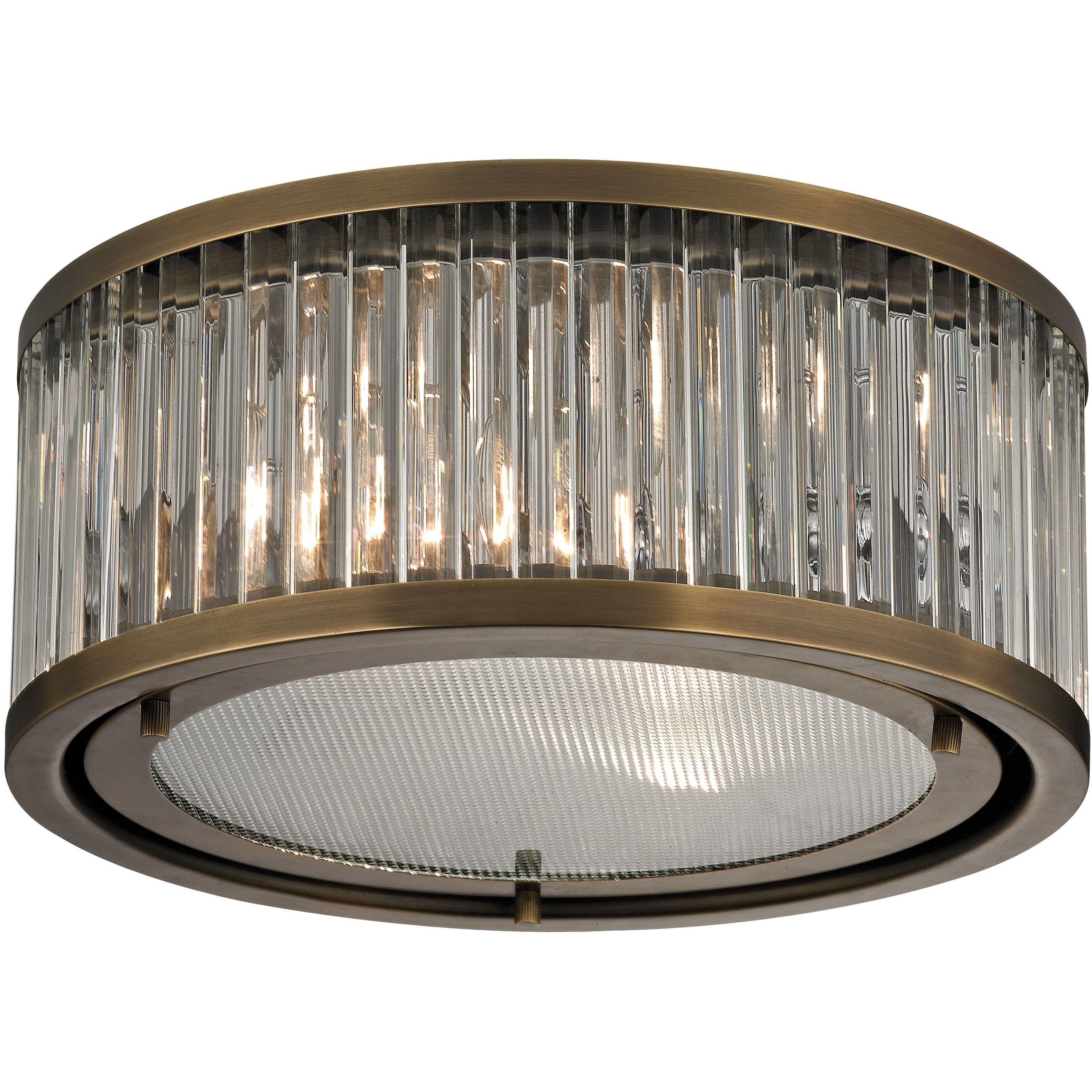 Linden Manor 2 Light 12 inch Aged Brass Flush Mount Ceiling Light