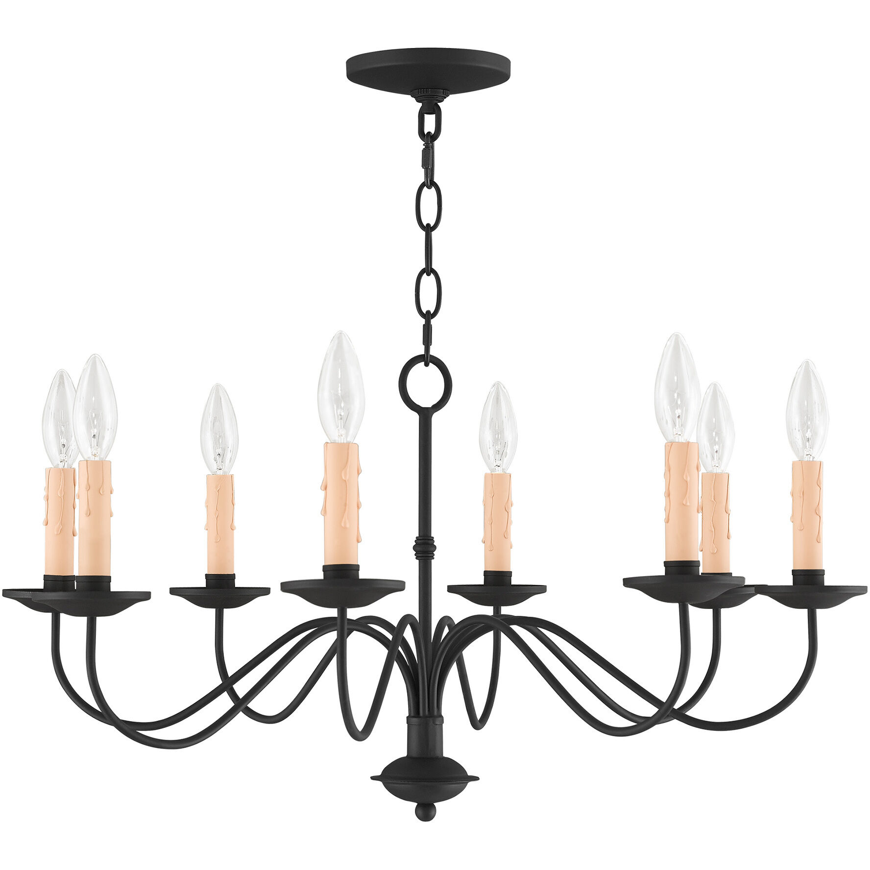 Heritage 8 Light 25 inch Black Chandelier Ceiling Light