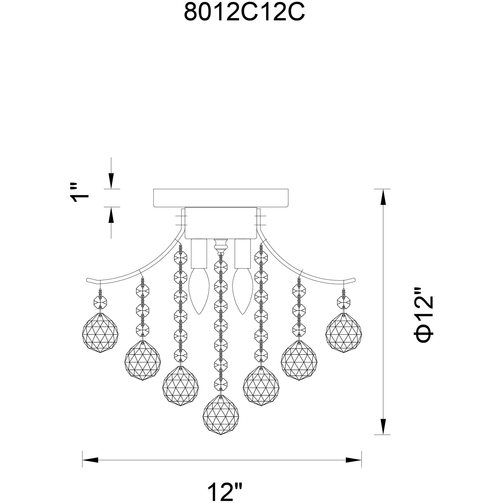 Princess 3 Light 12 inch Chrome Flush Mount Ceiling Light