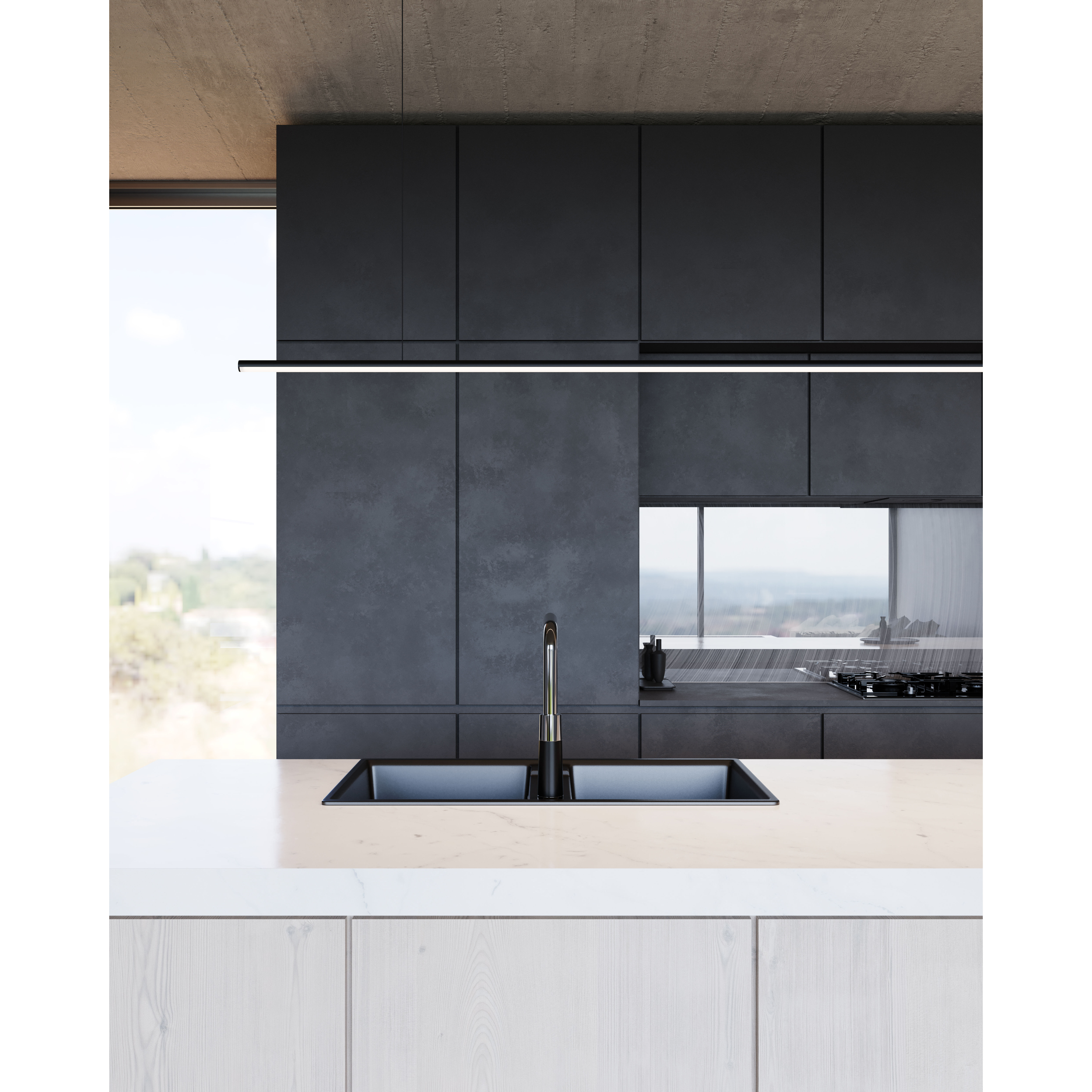 Fino LED 70 inch Satin Black Linear Pendant Ceiling Light in 3000K