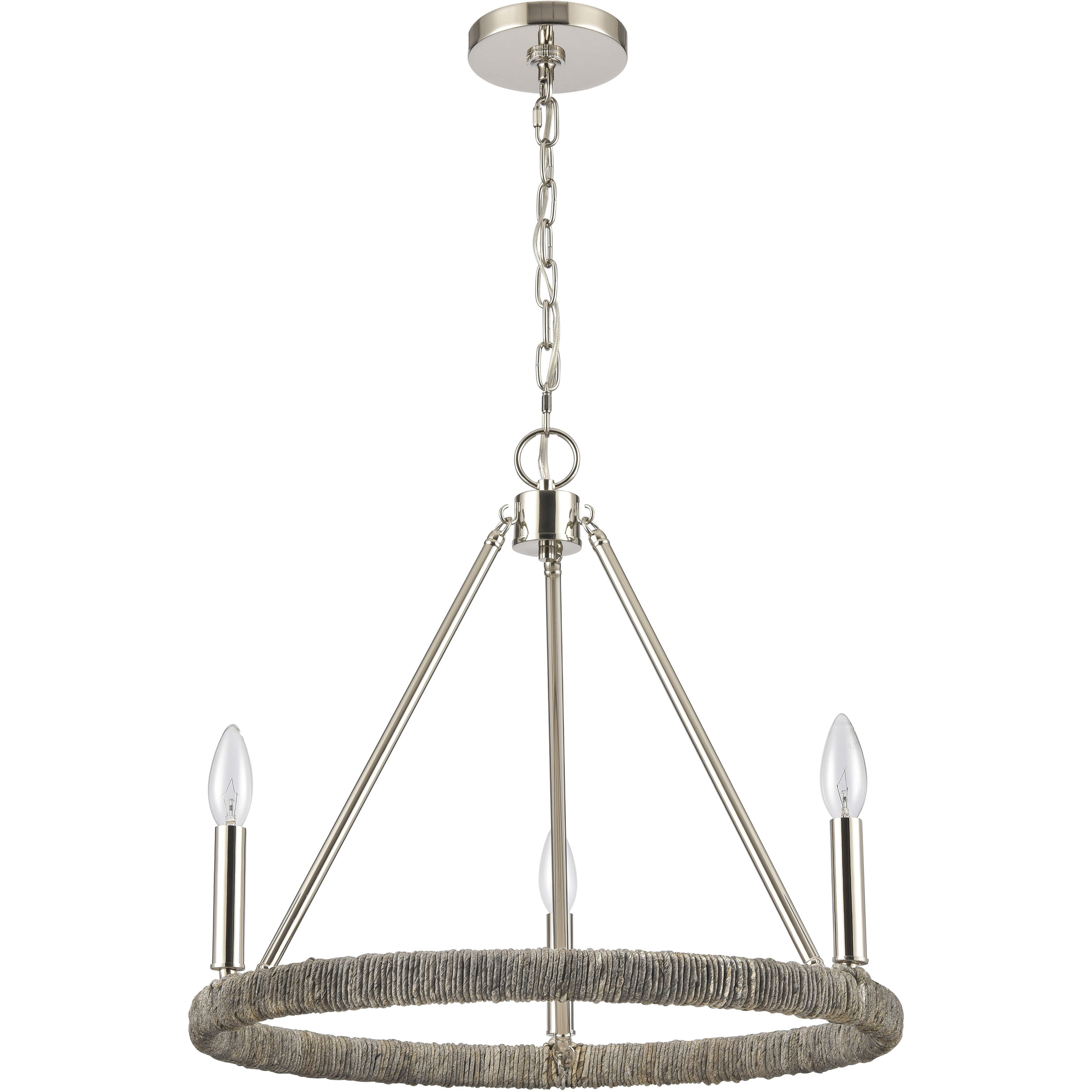 Abaca 3 Light 20 inch Polished Nickel Chandelier Ceiling Light