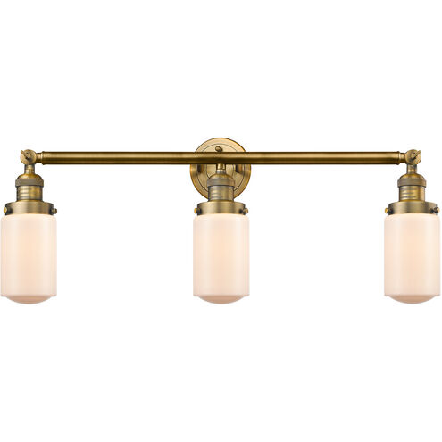 Franklin Restoration Dover LED 31 inch Brushed Brass Bath Vanity Light Wall Light in Matte White Glass, Franklin Restoration