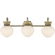 Melbourne 3 Light 25.5 inch Noble Brass Bathroom Vanity Light Wall Light