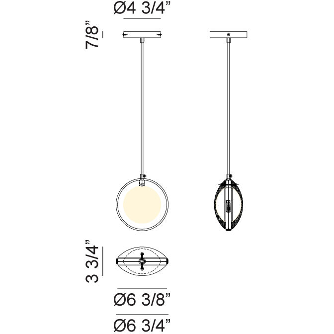 Chatoyant 1 Light 3.75 inch Matte Black Pendant Ceiling Light