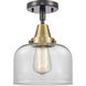 Franklin Restoration Large Bell 1 Light 8 inch Black Antique Brass Flush Mount Ceiling Light in Clear Glass