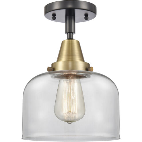 Franklin Restoration Large Bell 1 Light 8 inch Black Antique Brass Flush Mount Ceiling Light in Clear Glass