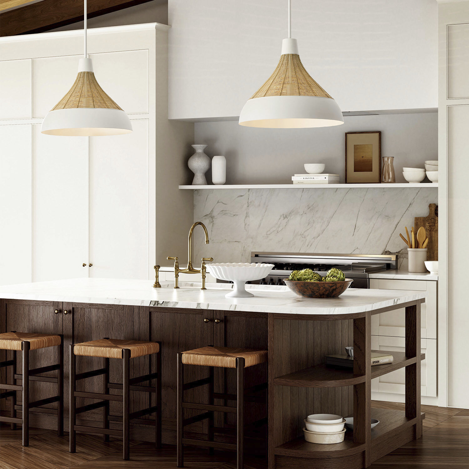 Kali 1 Light 22 inch Matte White Pendant Ceiling Light