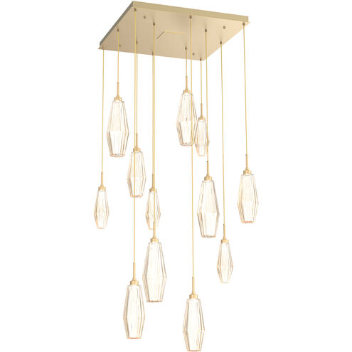 Aalto LED Gilded Brass Chandelier Ceiling Light, Square Multi-Port