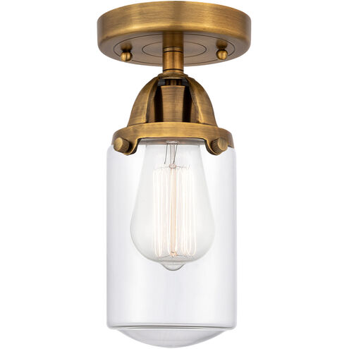 Nouveau 2 Dover 1 Light 5 inch Brushed Brass Semi-Flush Mount Ceiling Light in Clear Glass