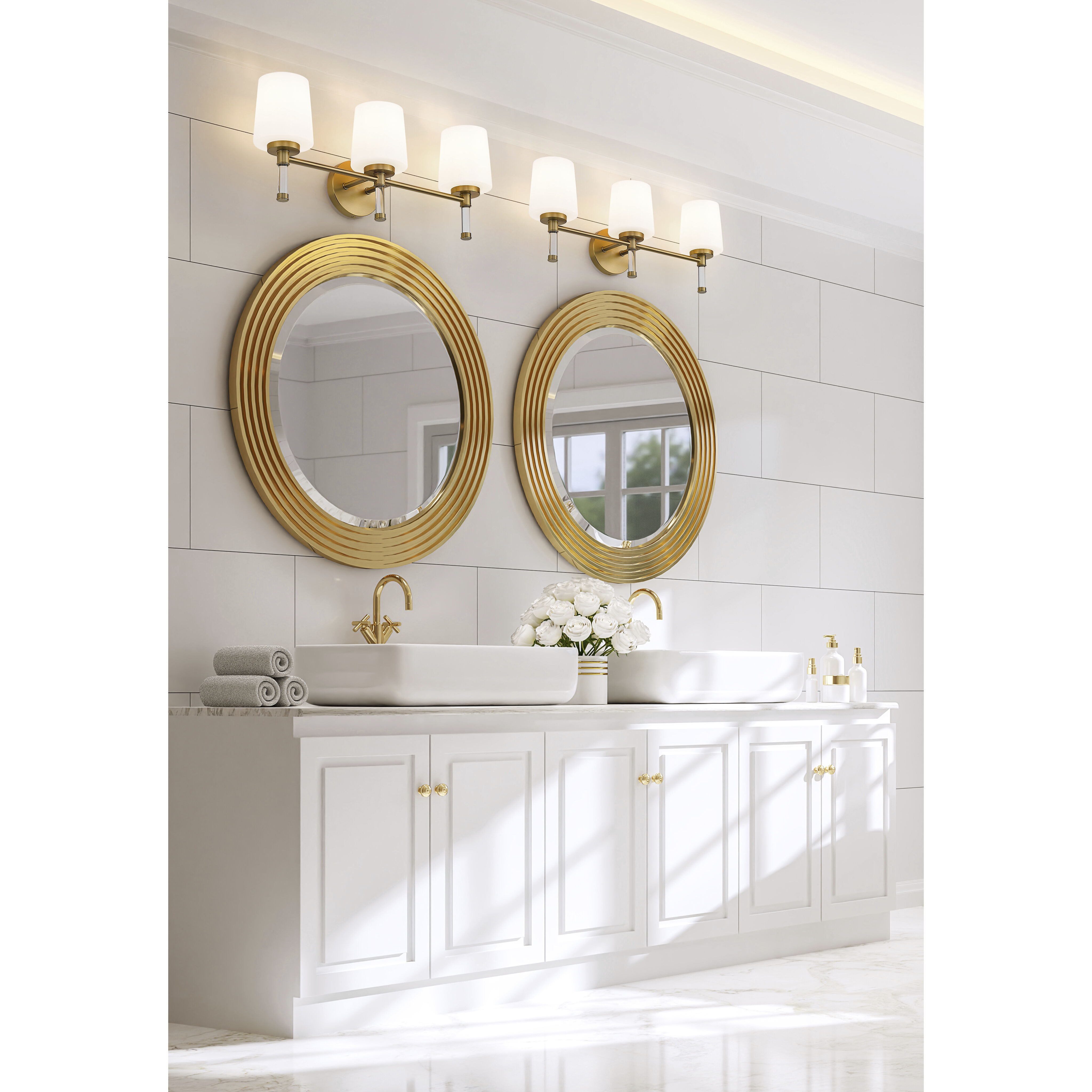 Henri 3 Light 24 inch Modern Gold Bathroom Vanity Wall Light