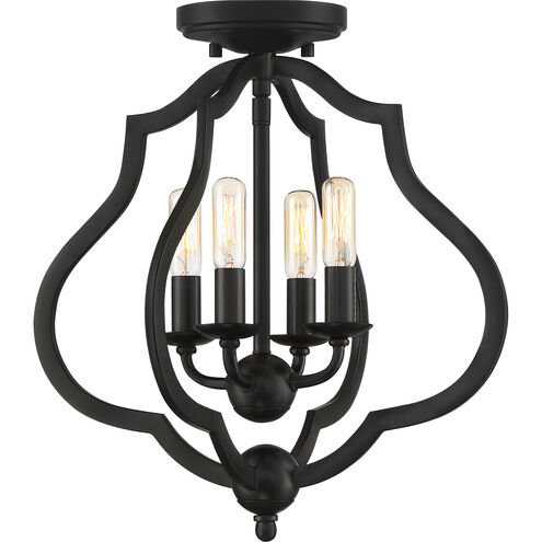 O'Keefe 4 Light 15 inch Matte Black Semi-Flush Mount Ceiling Light