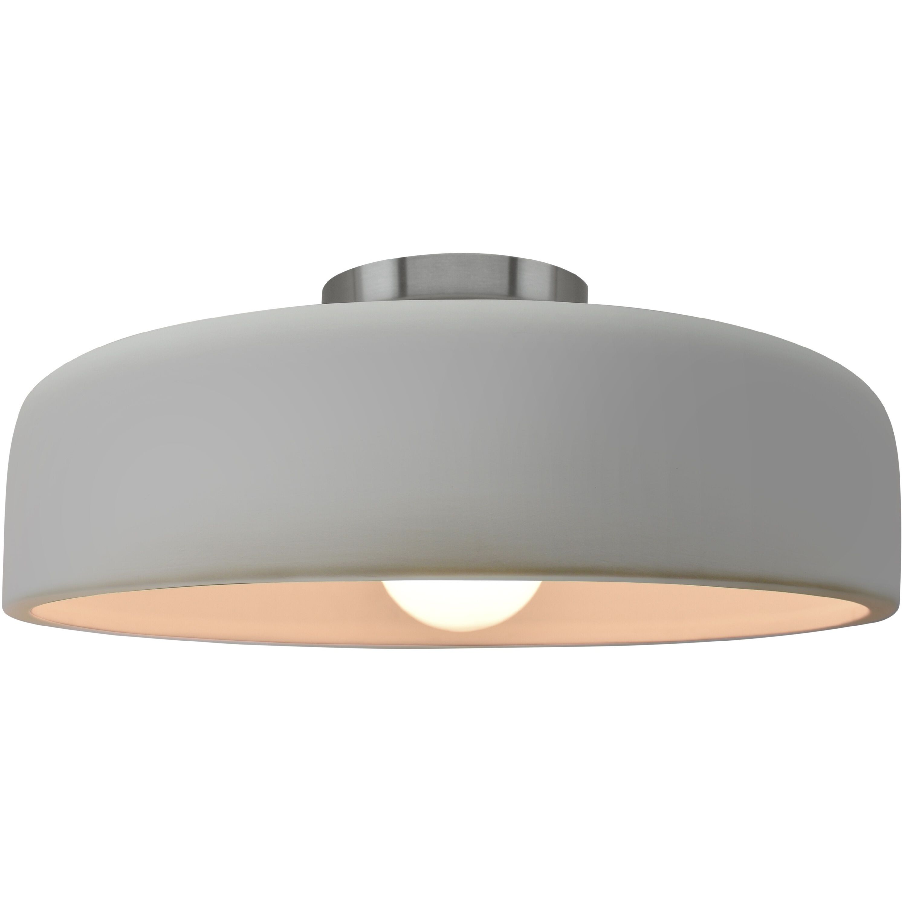 Radiance Collection - Spire LED 16 inch Matte White and Brushed Nickel Semi-Flush Ceiling Light in Dedicated LED, 16W x 6.5H, Form+Finish+Function